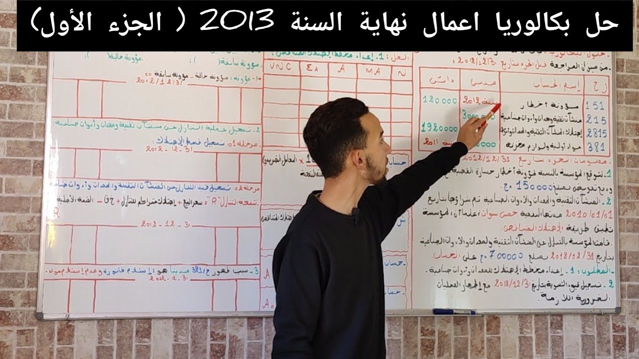 حل بكالوريا 2013 اعمال نهاية السنة الموضوع الأول(الجزء الاول من التمرين) مادة المحاسبة شعبة تسيير💸✍️