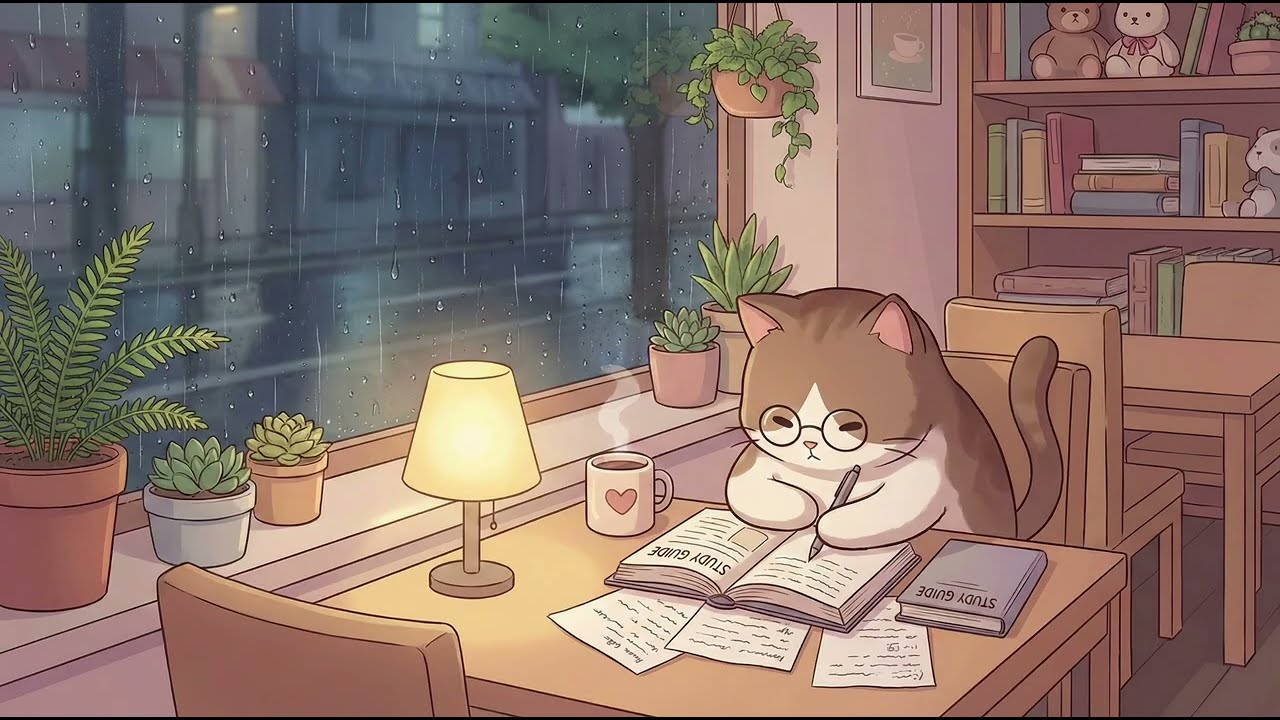 Cozy Rainy Lofi ☔🐱 Chill Beats for Studying & Relaxing