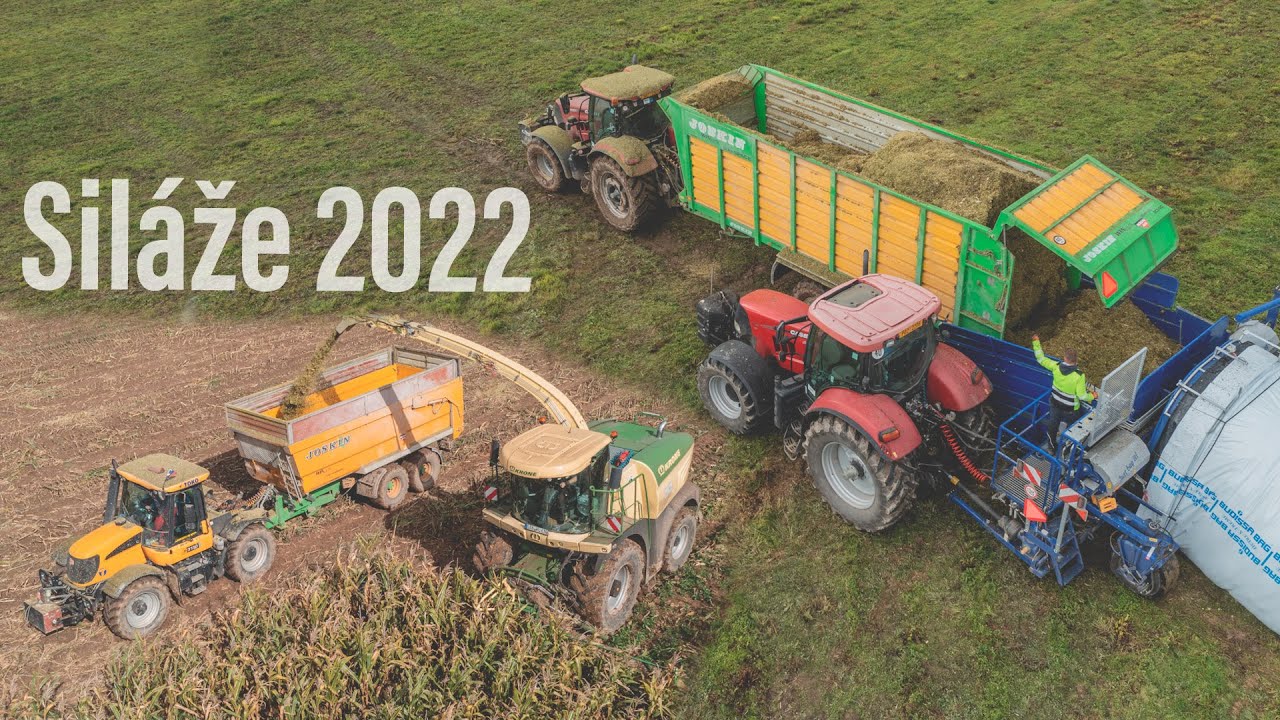 Farma Podmokly s vakovačem Eurobagging EB310 LX v silážích - Krone, Case IH, JCB Fastrac, Joskin..