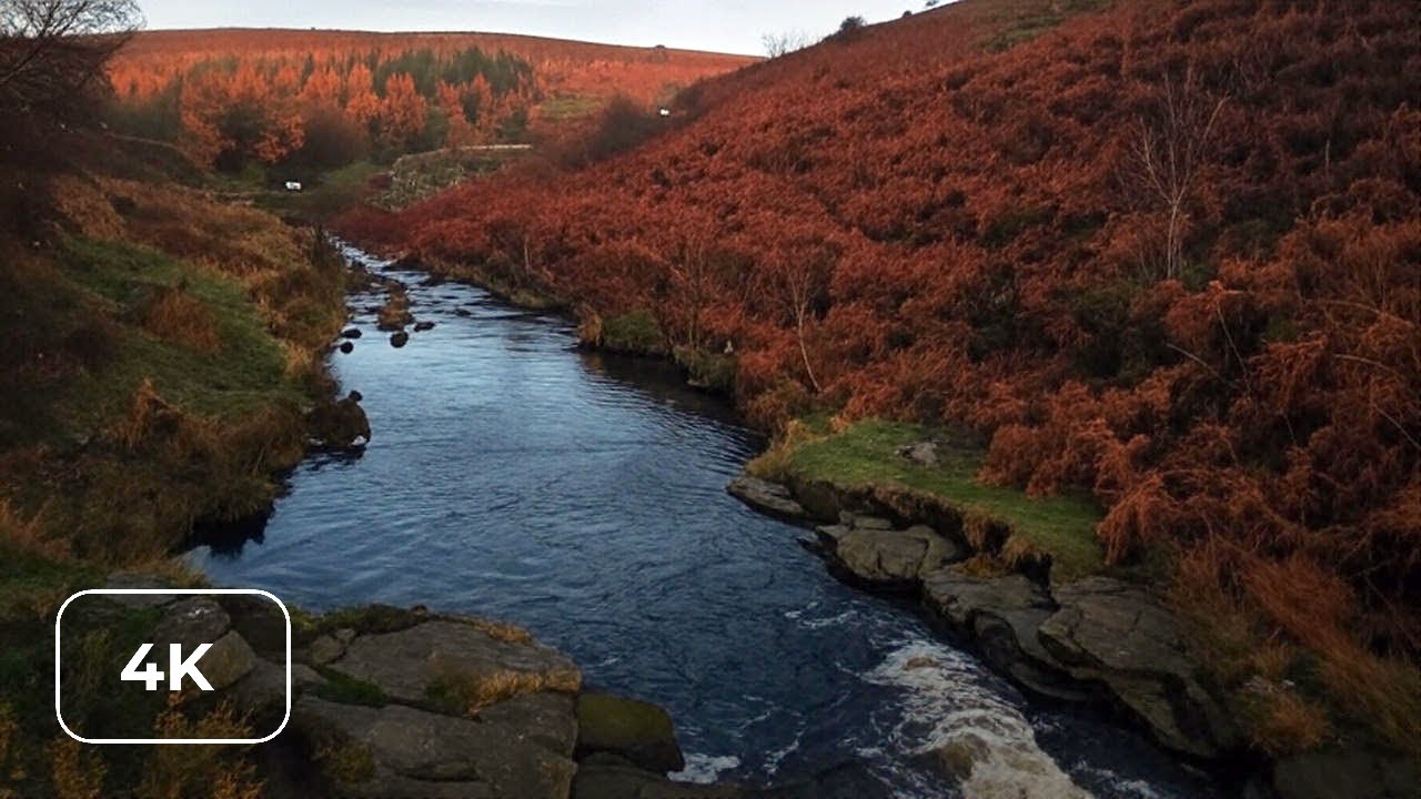 Middle Black Clough Waterfall • Silent Walk 4K • Natural Water Sounds | Peak District
