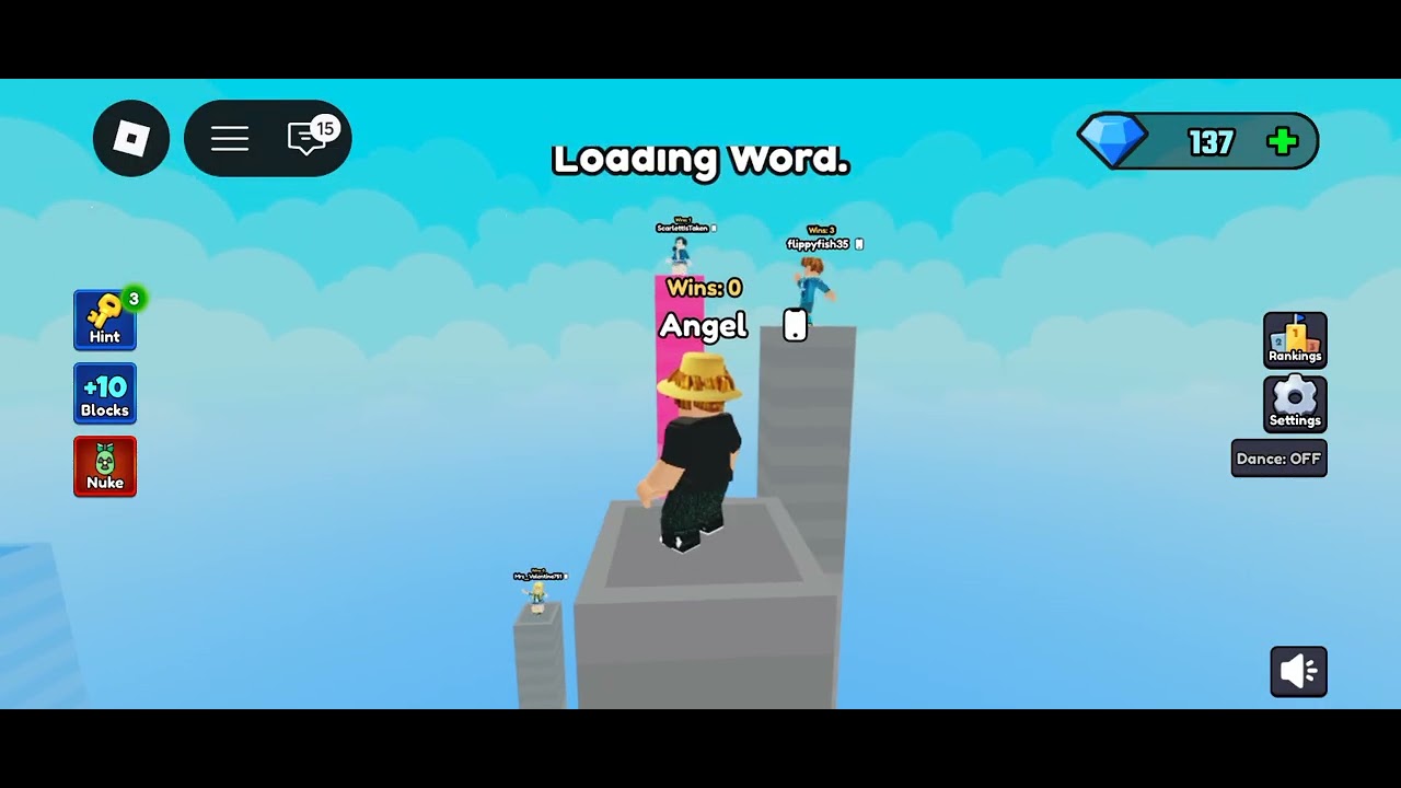 Spelling race on Roblox gameplay
