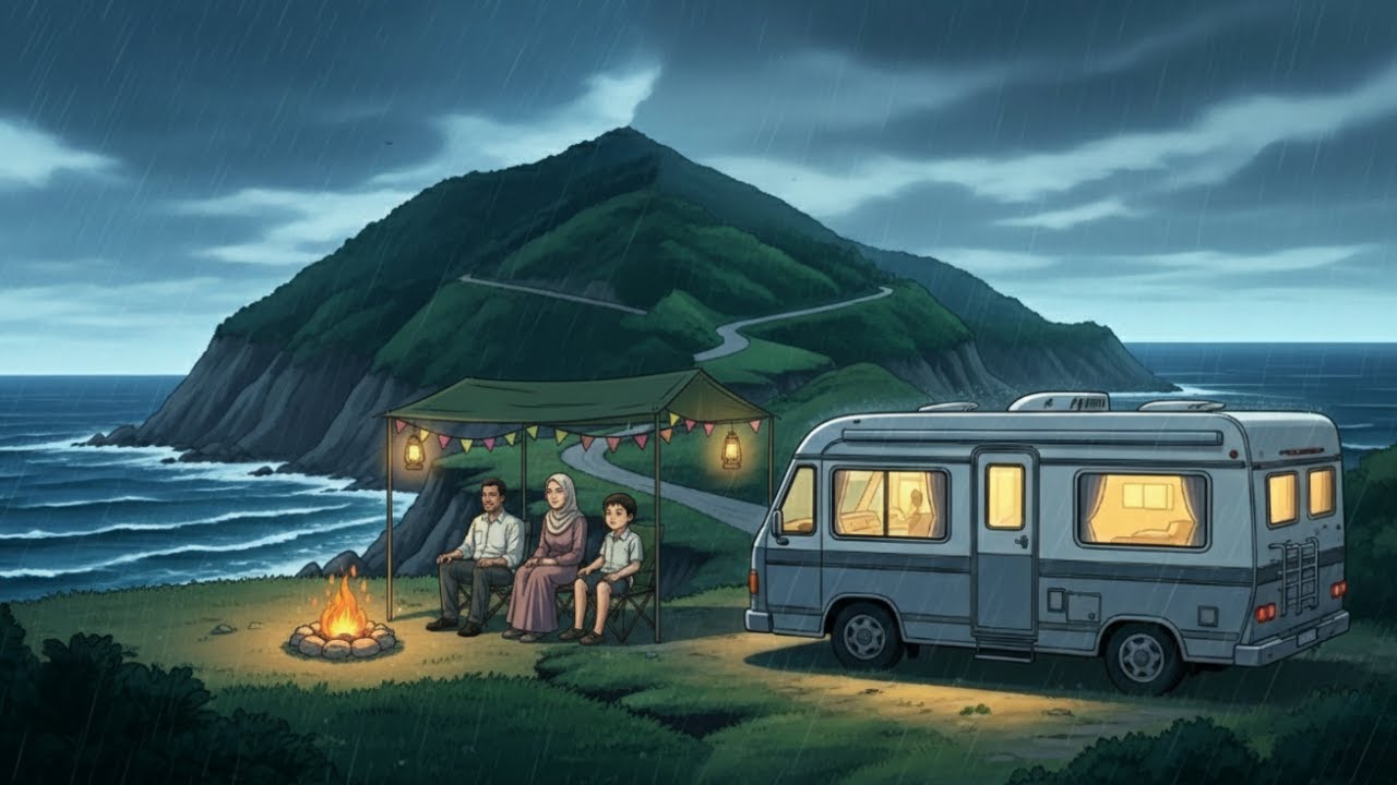 Cozy RV Life by the Sea 🌊 | Family Beach Camping, BBQ & Peaceful Journey - Ghibli-Style Video
