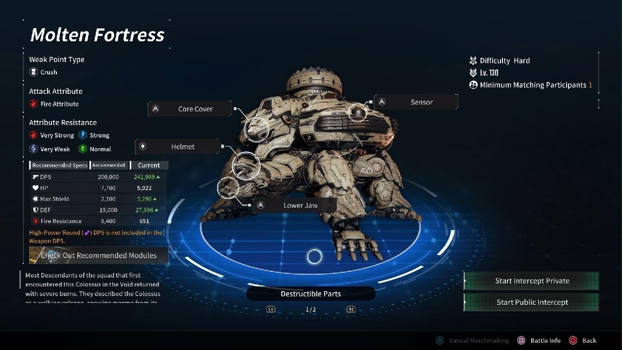 Hailey in Void Intercept Battle: Molten Fortress colossi (Hard mode solo play)