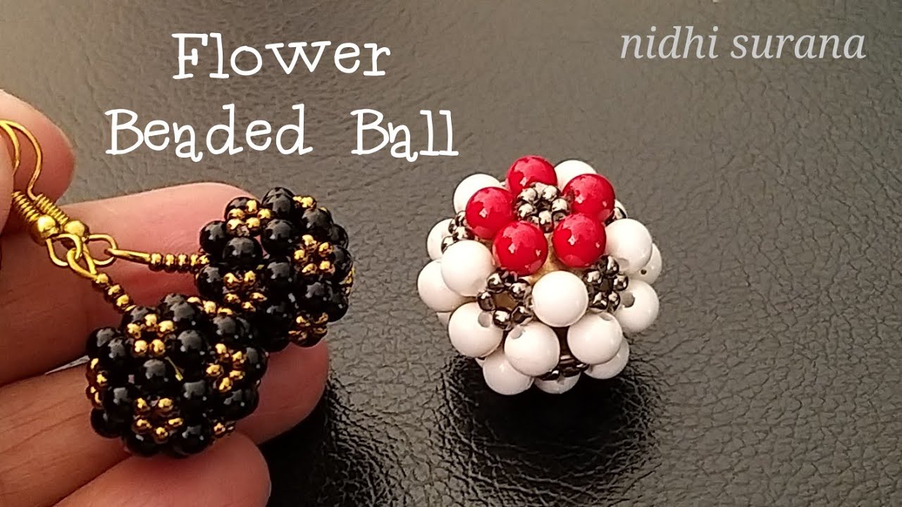 ⚜️How to make a Flower Bead Ball || Beaded ball Earrings & Charm Tutorial Diy (0412)