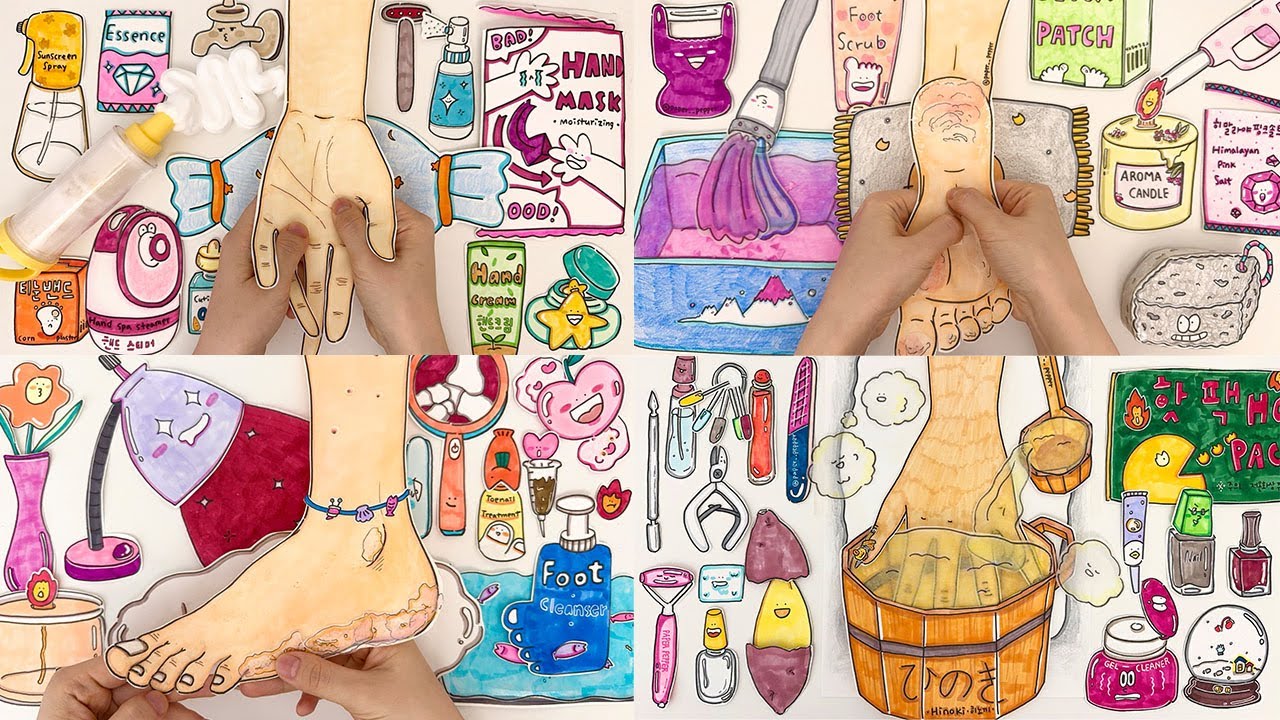 [🚀paper ASMR] Relaxing Hand & Foot Care Compilation | 손, 발 케어, 마사지, 각질 제거, 힐링 스파 모음집