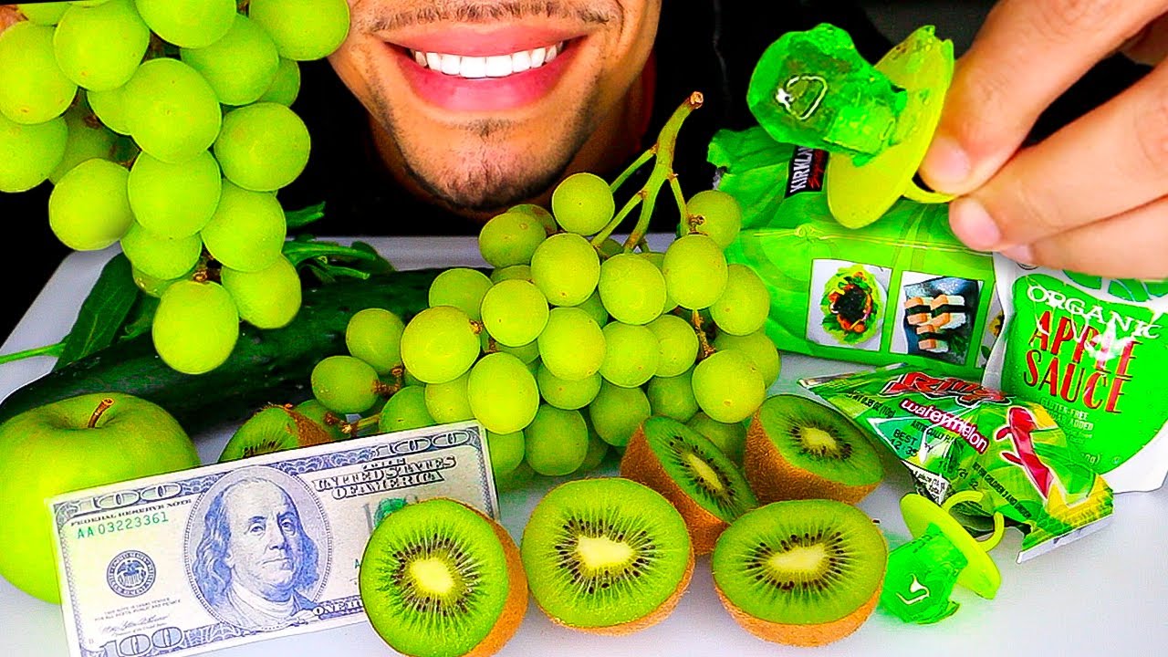 ASMR EATING GREEN FOOD ONLY JERRY MUKBANG NO TALKING