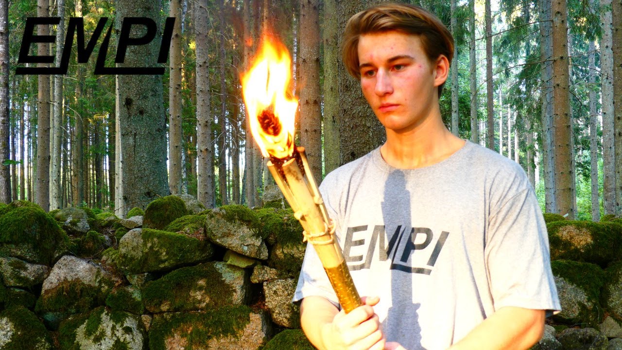 How to make a torch with cone and resin🔥#bushcraft #diy #survival #fire #outdoors #lifehacks @EMPI