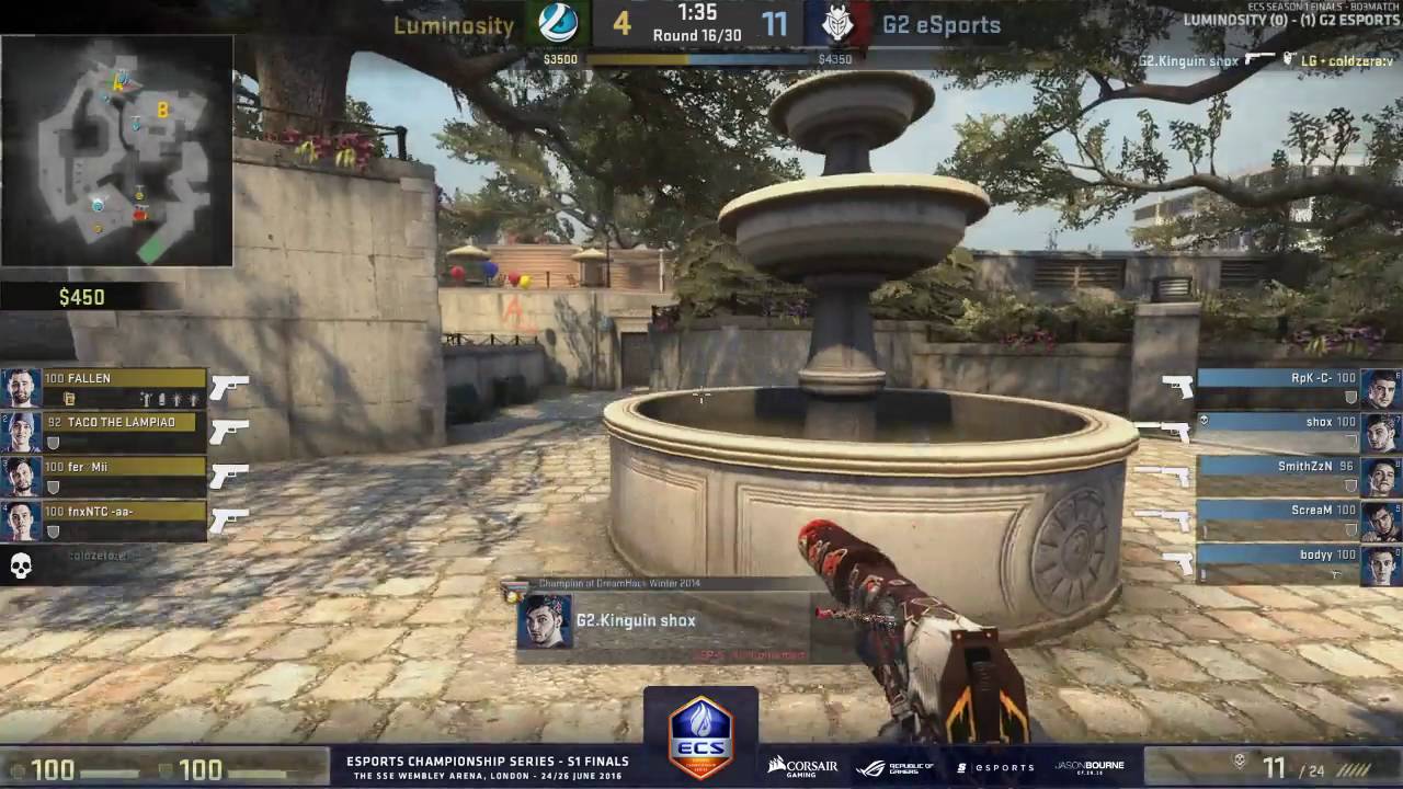 G2 Shox HUGE 4K Against Luminosity @ Mid on de_overpass