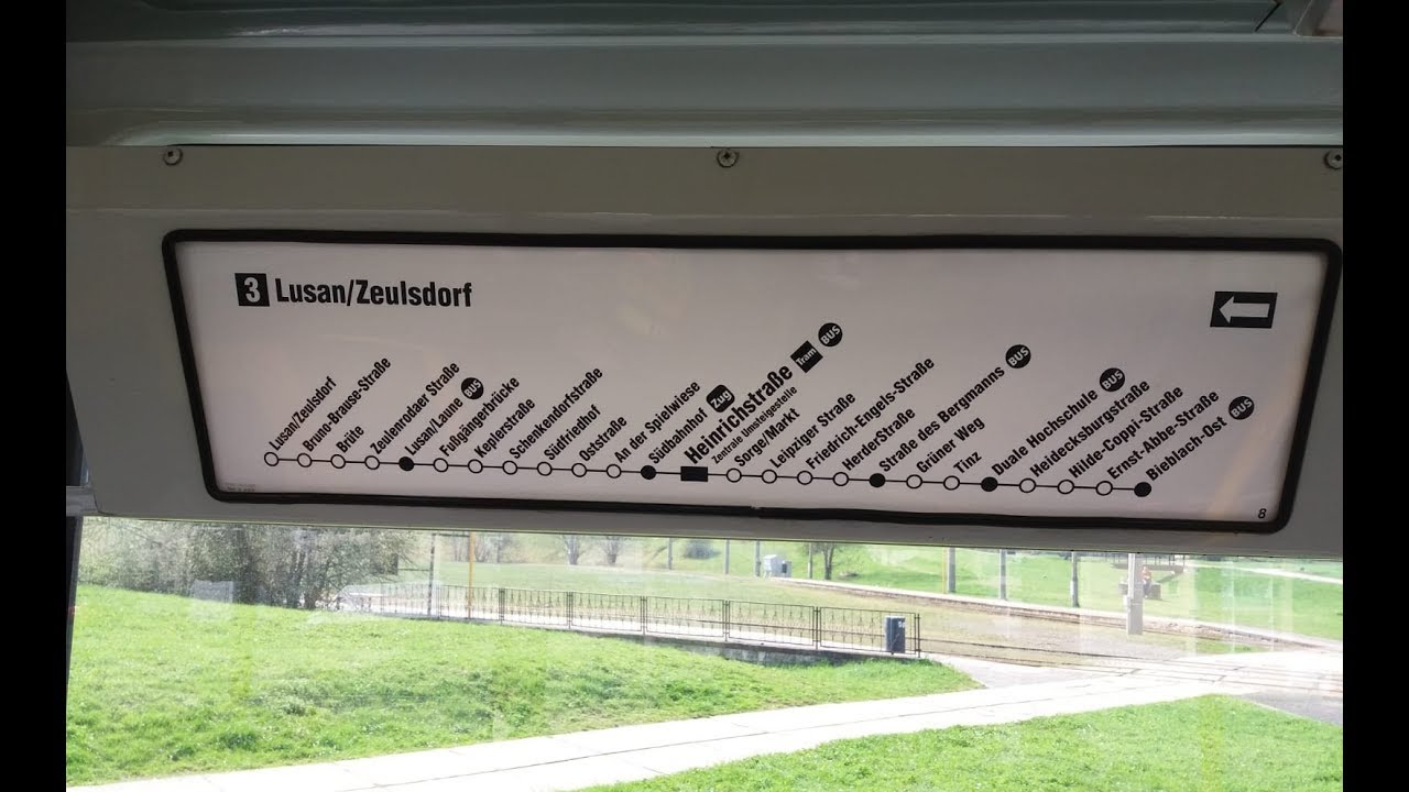 GVB Gera Ansagen Linie 3 Bieblach-Ost nach Lusan-Zeulsdorf stand 14.06.2018