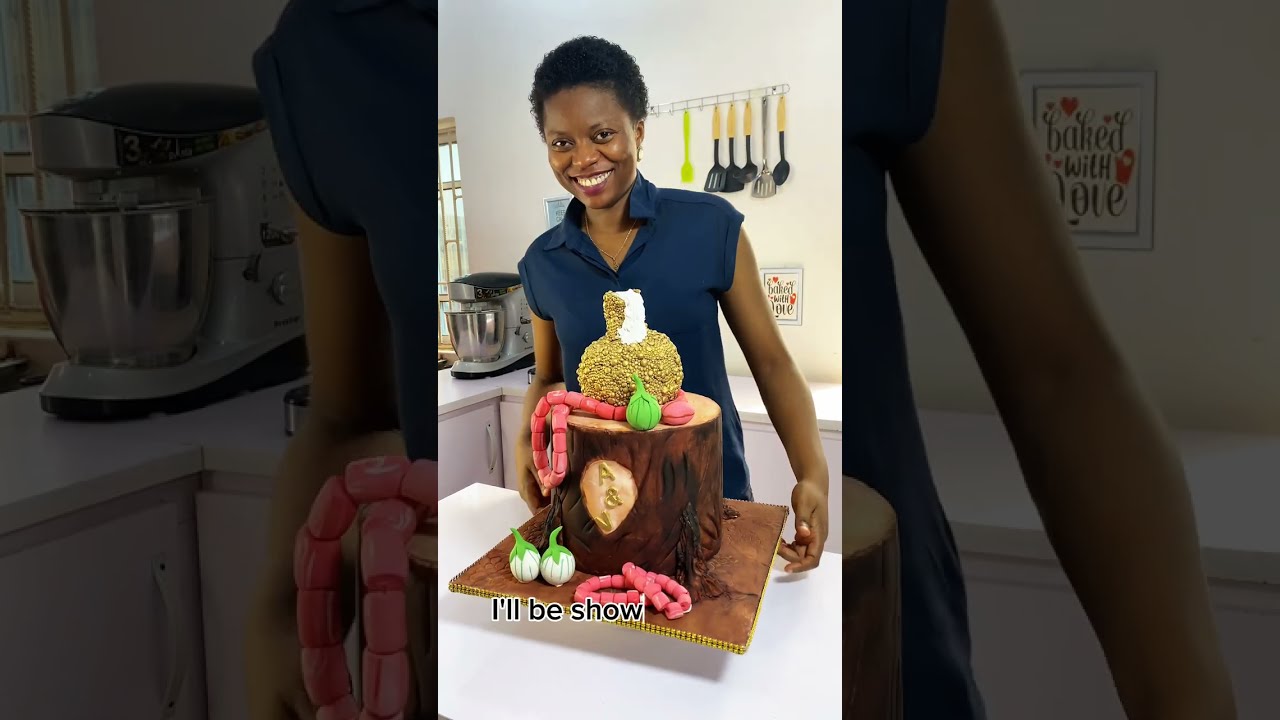 How To Make A FONDANT Wood Bark Cake DECORATION.