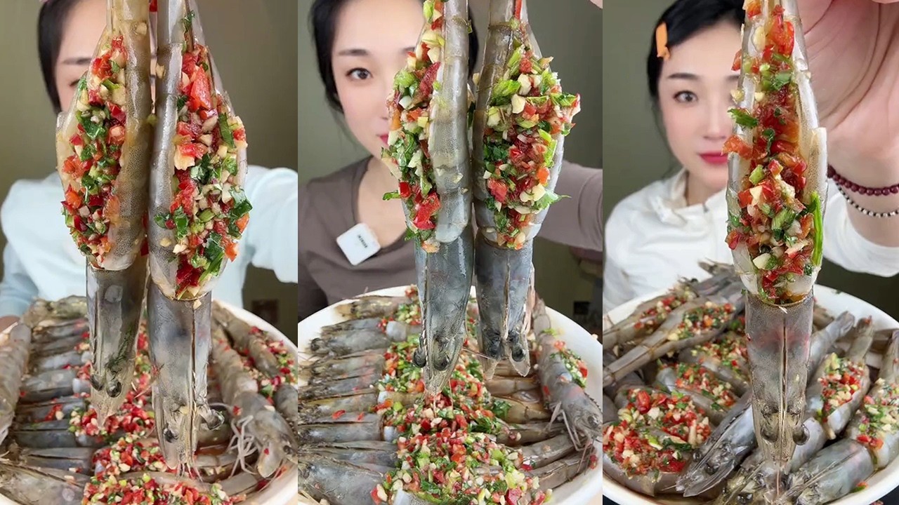 【Yummy】Stuffed shrimp🦐🌶🧄🍋#mukbang#asmr#Seafood