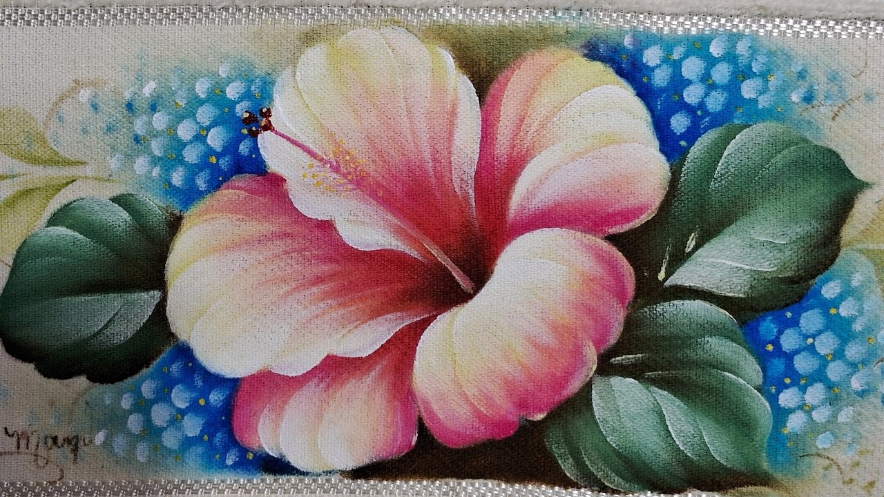 Como pintar um  hibisco  passo a passo - Fábio Marques - Pinturas em tecido