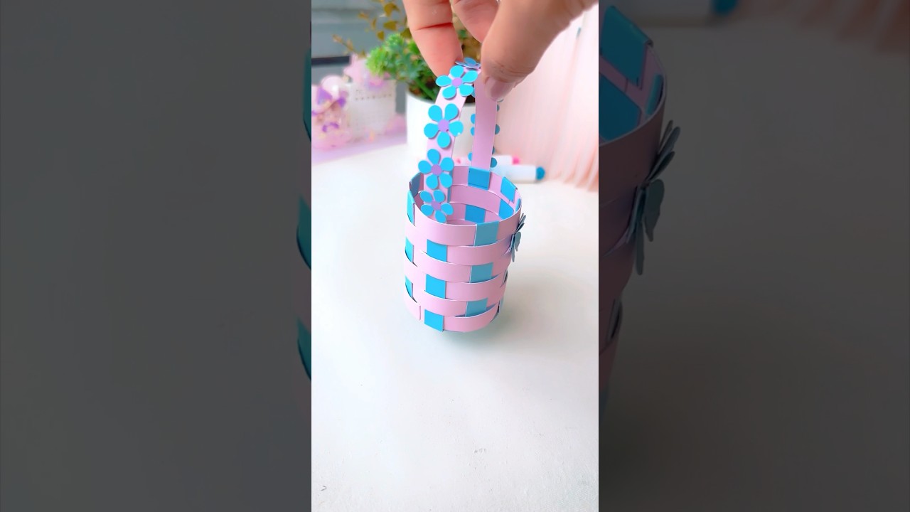 DIY Cute Paper Basket #shorts #art #diy #youtubeshorts