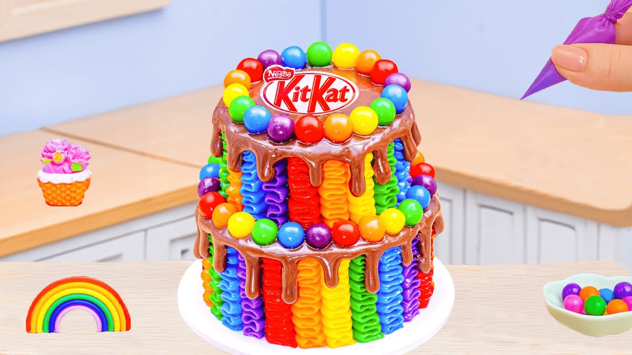 Mini Rainbow Cake Recipe With Chocolate💕How To Make Satisfying 2 tier Rainbow Cake💕Sweet Cakes