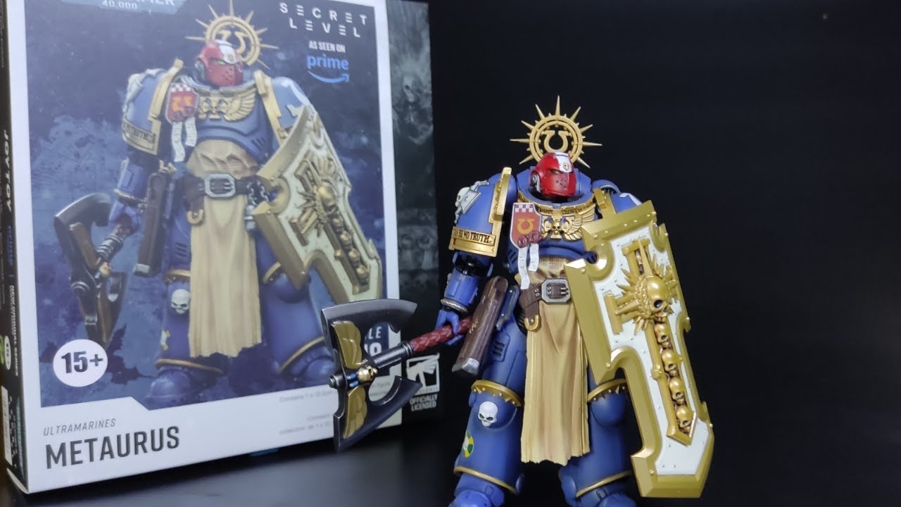 Joytoy Blade Guard Veteran Ultramarines Sergeant Metaurus Unboxing and size comparison.