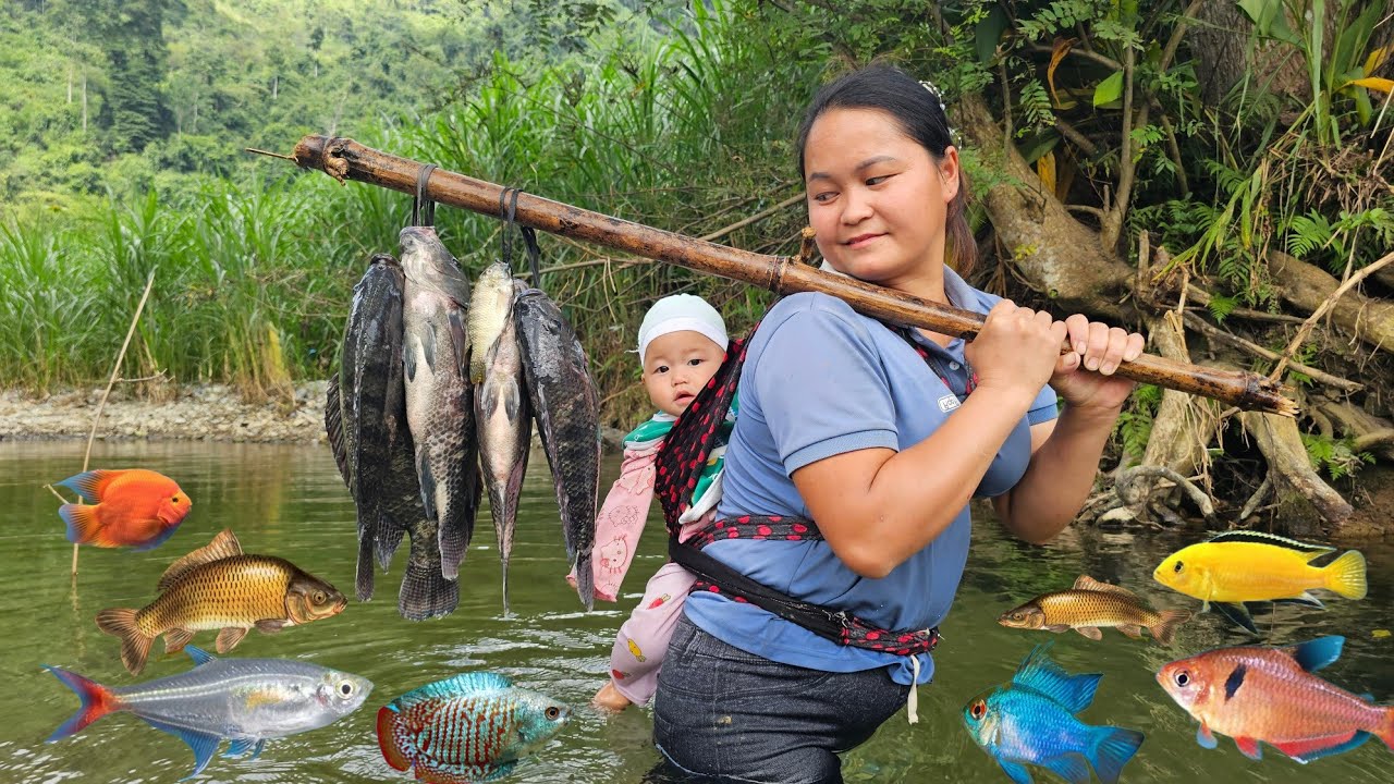 Fishing with her daughter by stream, cooking delicious meals – that's life on farm for Ly Thi Coi.