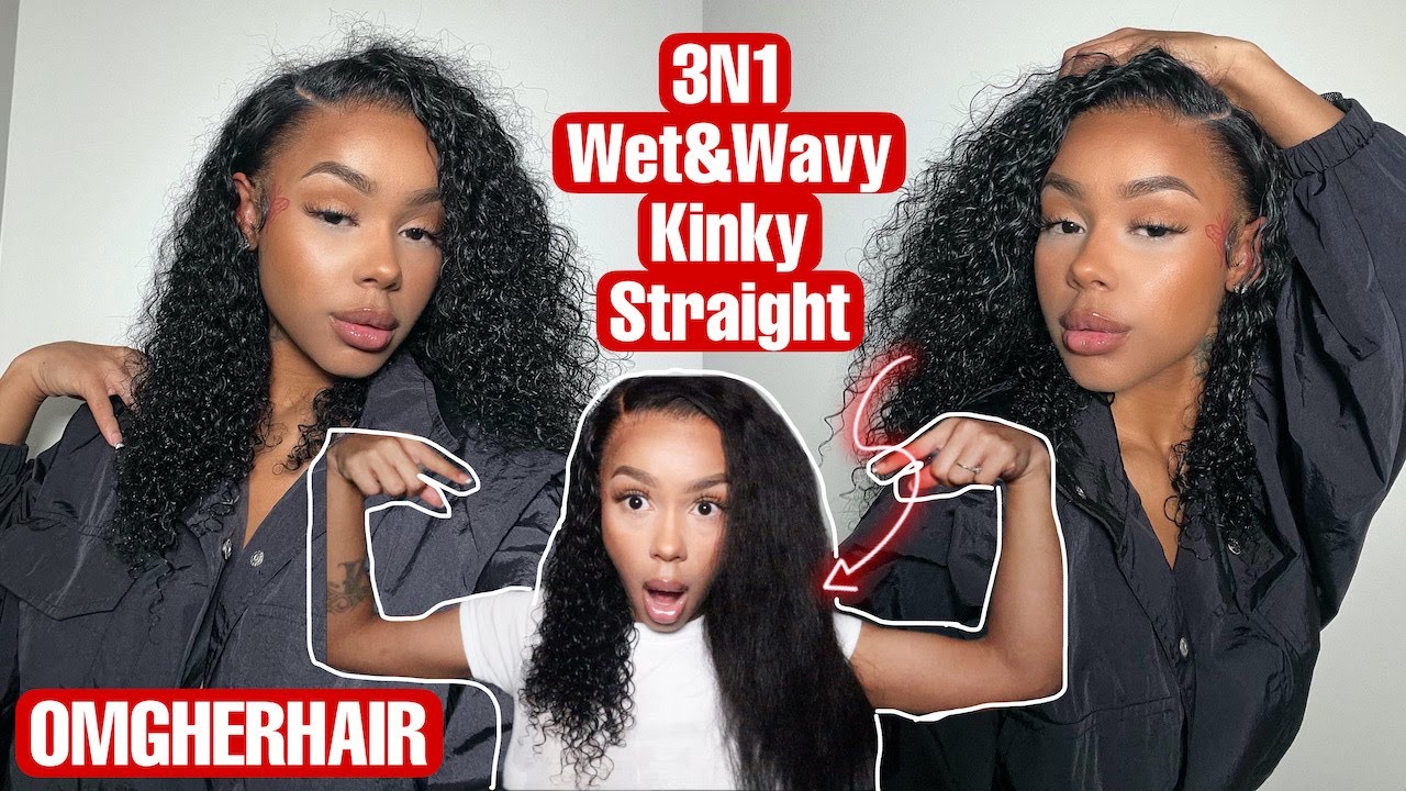 3N1 Wet & Wavy 🔥 Kinky Straight ➡️ Wavy Wig Install ft OmgHerHair