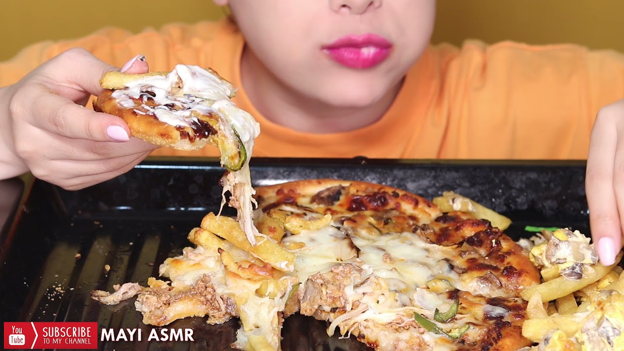 ASMR PIZZA AND CHEESE FRIES