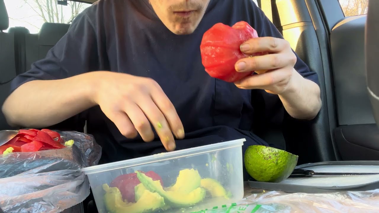 Peeling & Eating Tomato Avocado Mukbang ASMR 