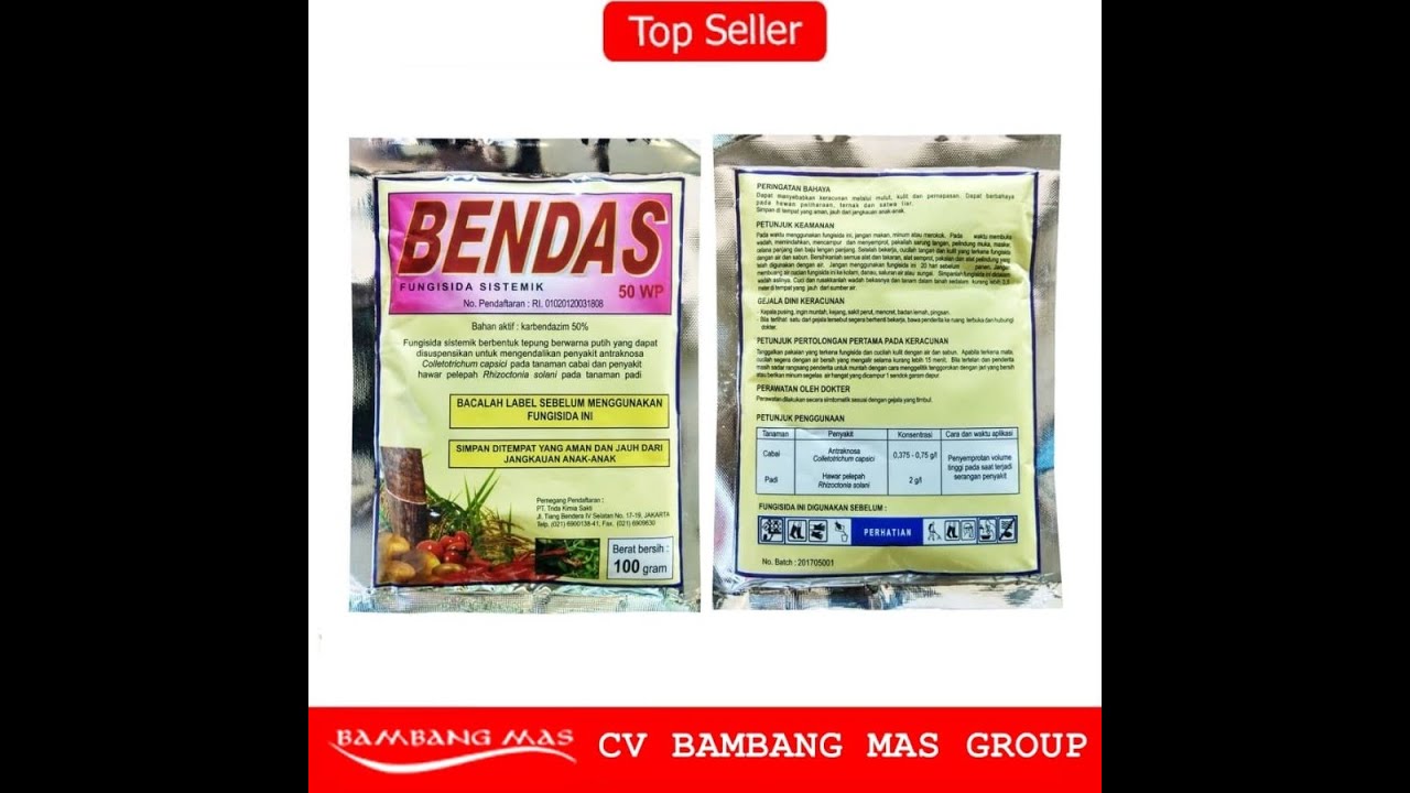 Obat Pertanian Pembasmi Jamur Fungisida Sistemik BENDAS 50WP - 100 Gr