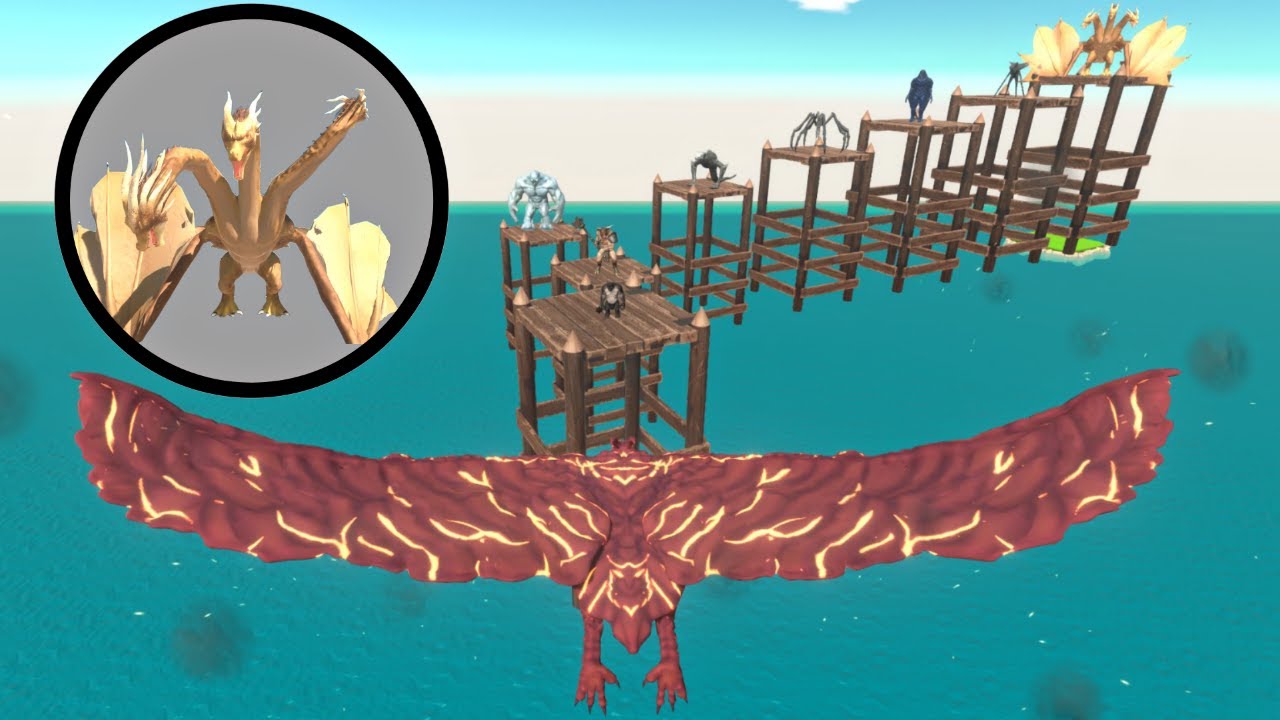 DEATHFLY RODAN VS KING GHIDORAH FOR RESCUE MOTRHA - Animal Revolt Battle Simulator