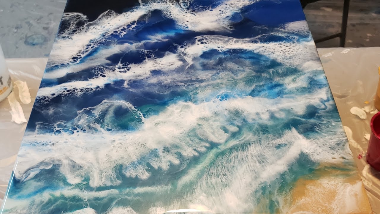Easy resin beach scene with KS resin. Beginner resin tutorial. Fluid art, florida, abstract art