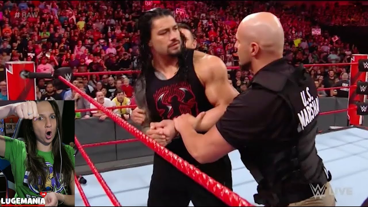 WWE Raw 3/19/18 Roman vs US Marshals