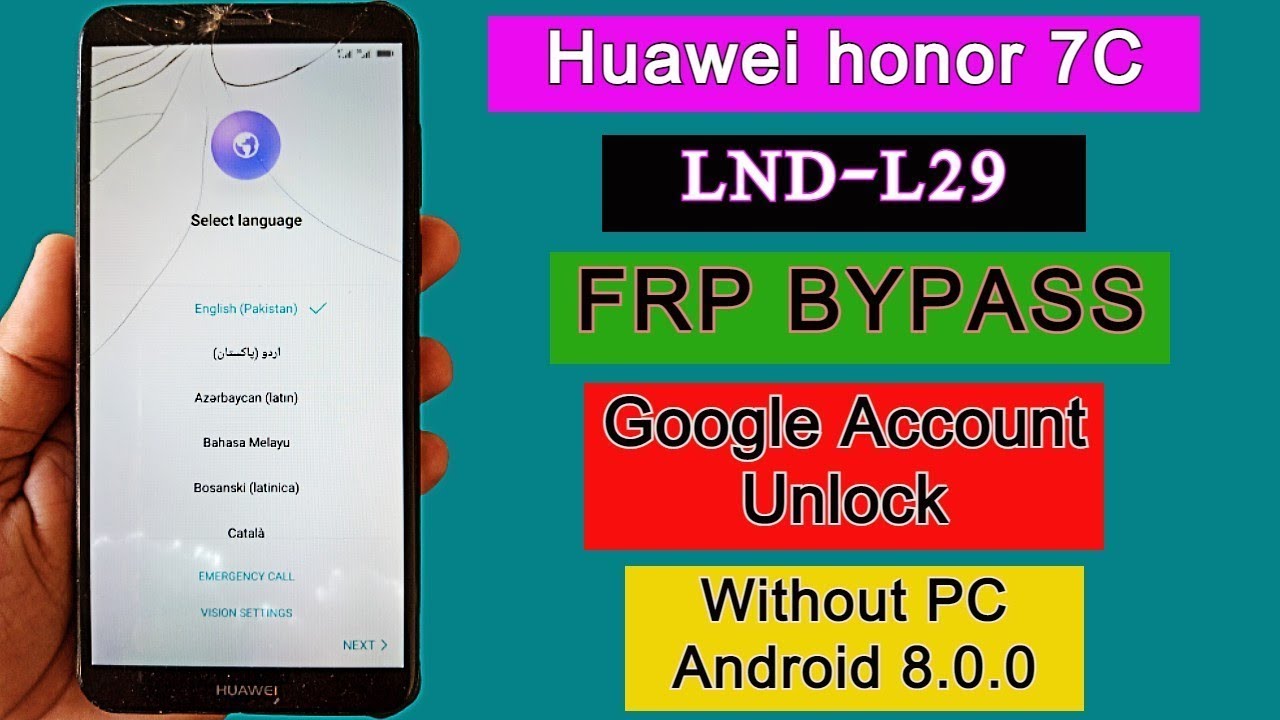Honor 7c Frp Bypass Huawei LND L29 google account remove without pc today