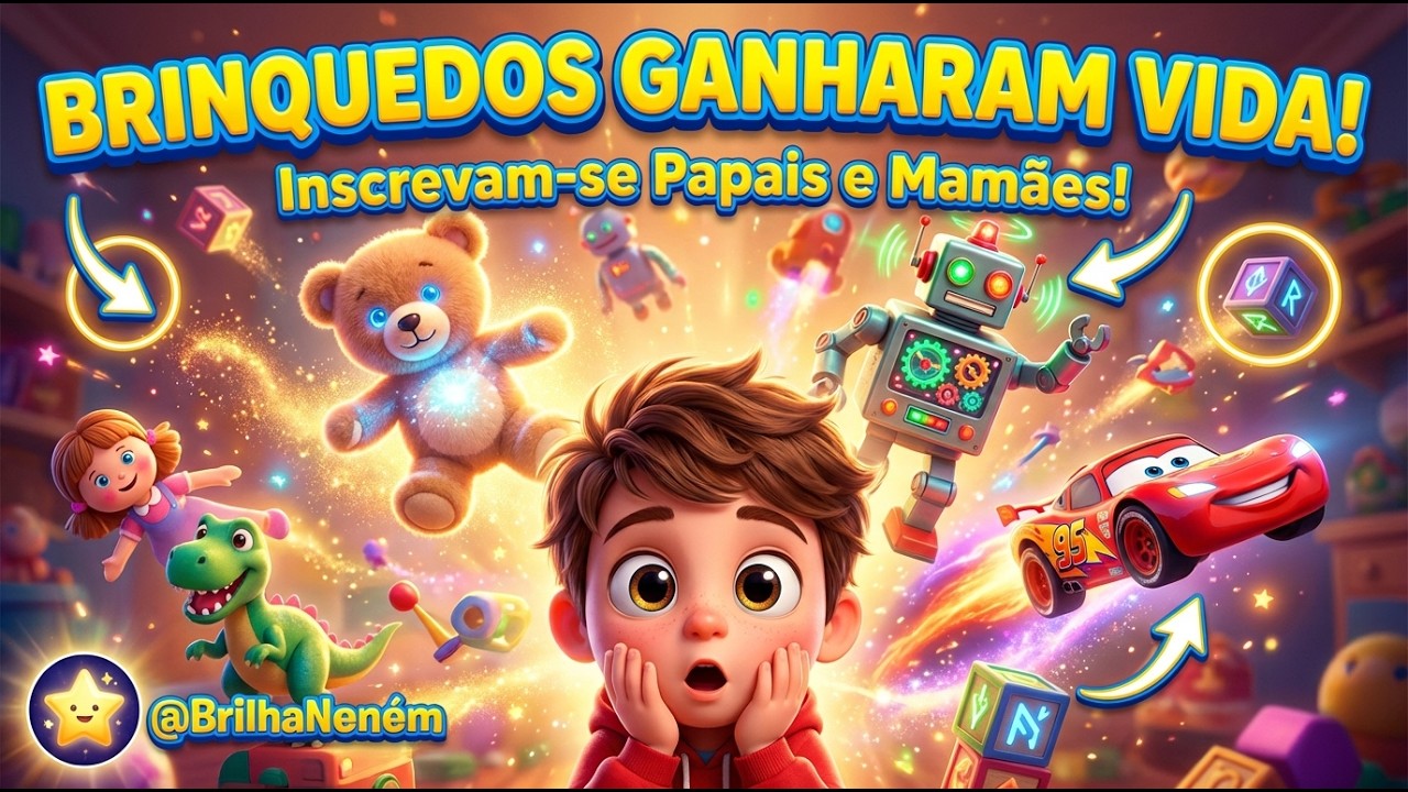 🚂🚗Os Brinquedos Ganharam Vida!🚂🚗Festa Secreta no Quarto/video infantil educativo/@BrilhaNeném ✨✨