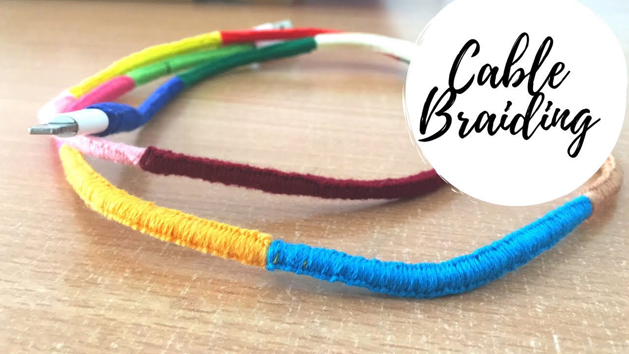 How to decorate earphone wire protector and charger cable | Braiding earphone and charger cable