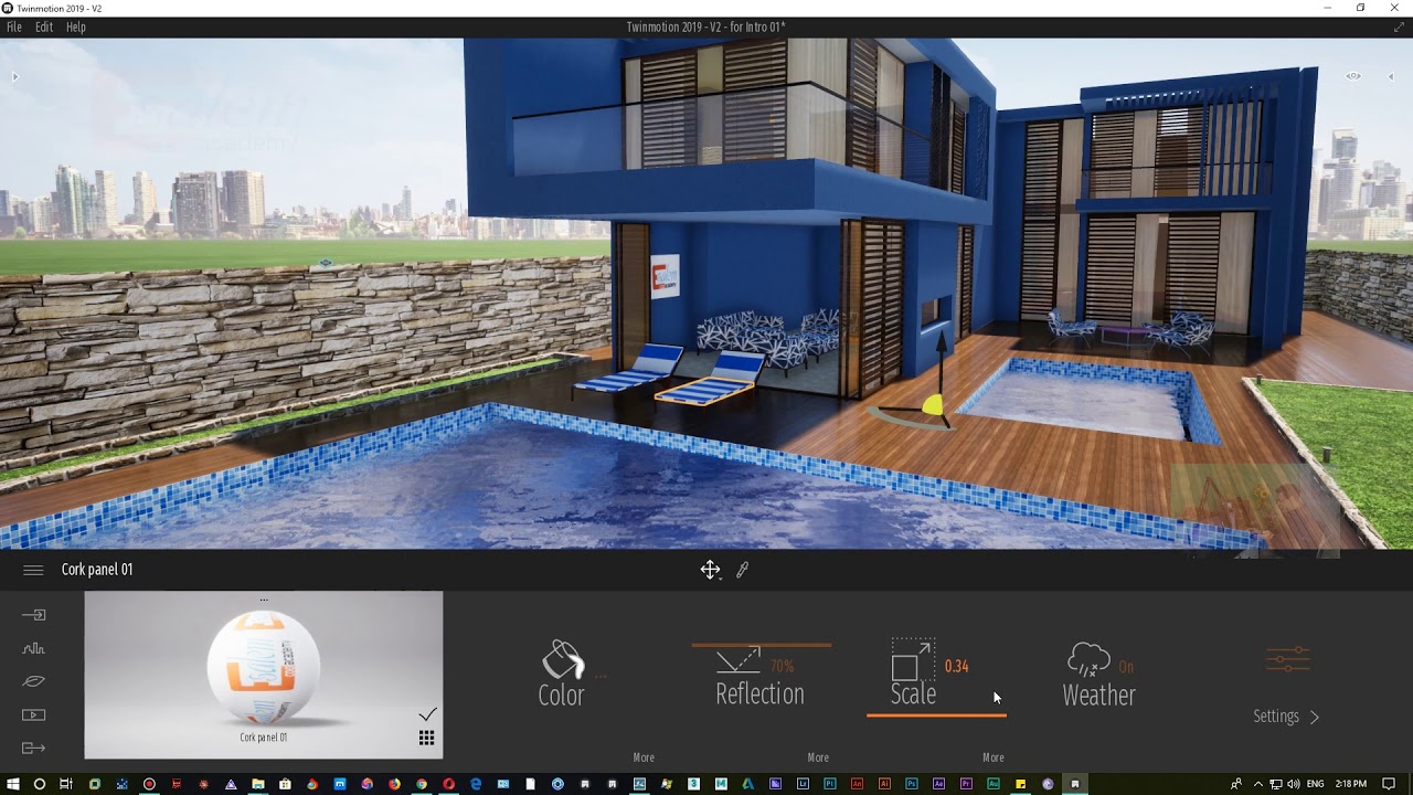 التوين موشن ببساطة  Twinmotion 2019 – 4  عمل المكتبات و تعديل الماتريال