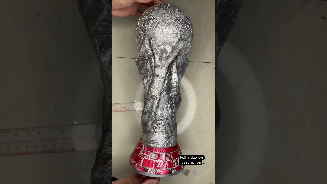 DIY Fifa World Cup Qatar 🇶🇦 trophy with aluminum foil #mrsanrb #fifaworldcup2022 #trophy