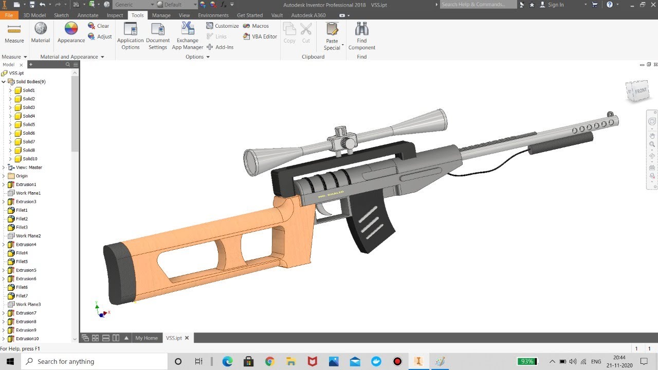VSS RIFLE IN AUTODESK INVENTOR.