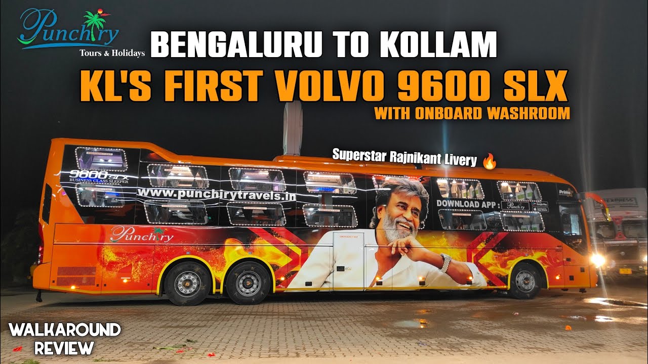 India’s First Volvo 9600 SLX Sleeper | Punchiry Travels | Onboard Washroom | Bengaluru to Kollam
