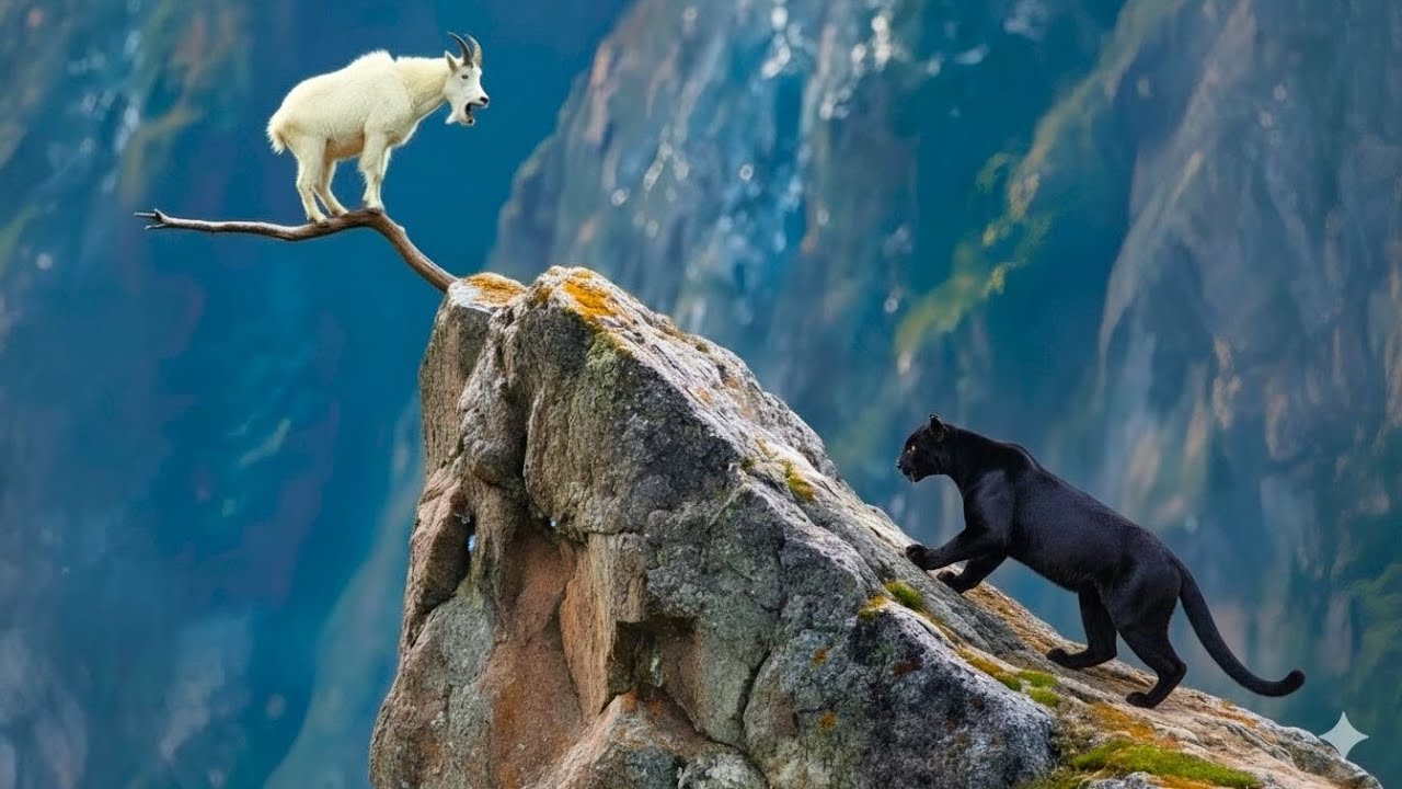 Puma vs Mountain Goat: The Ultimate Mountain Chase! (Unbelievable Escape!)