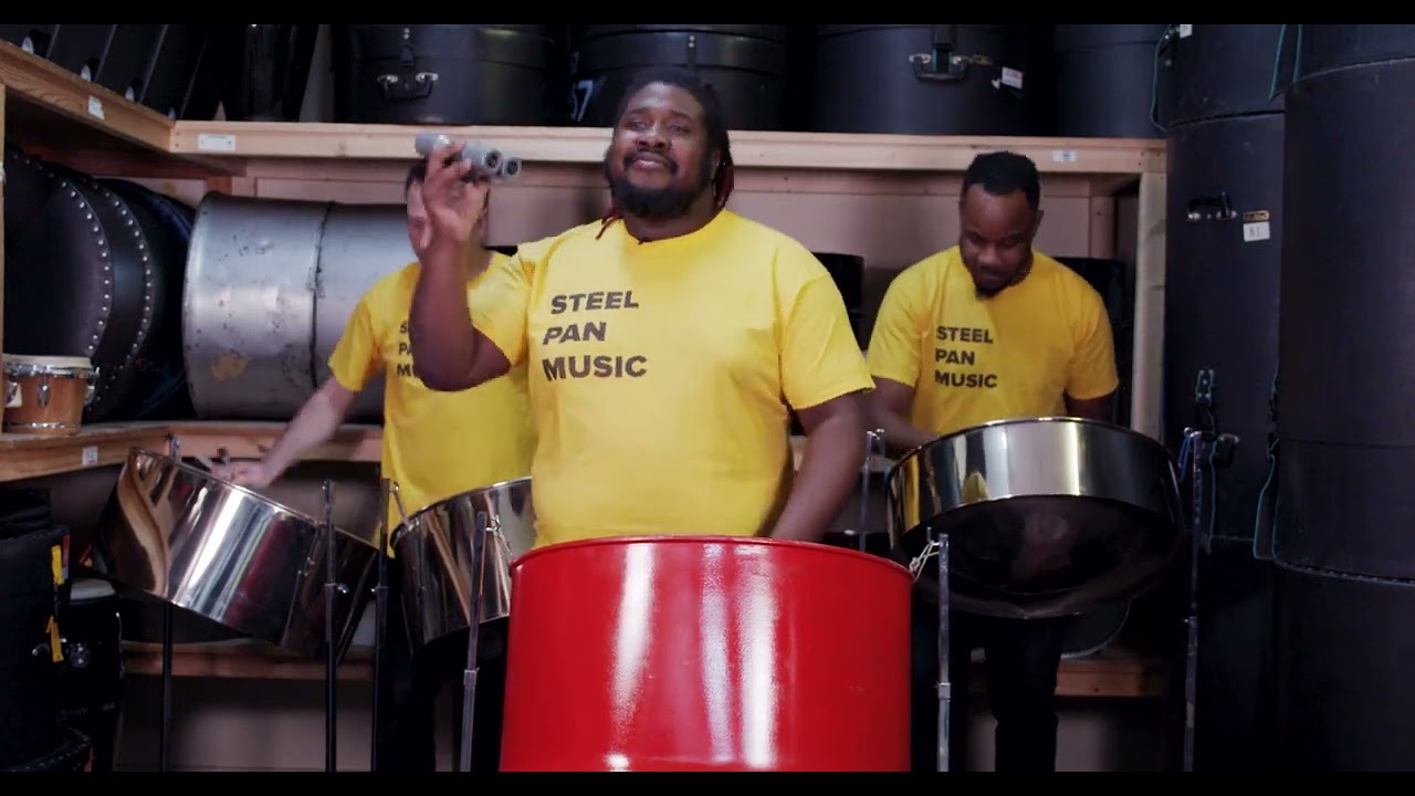 Steel Pan Trio of a Single Bass, Tenor, Double Second and shaker.