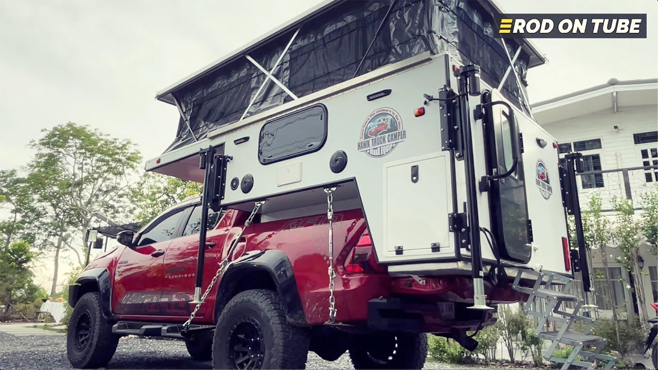 แคมป์ทรัคน่าใช้ Hawk Truck Camper ยกเข้า-ออกได้ มีห้องน้ำในตัว - Rod On Tube