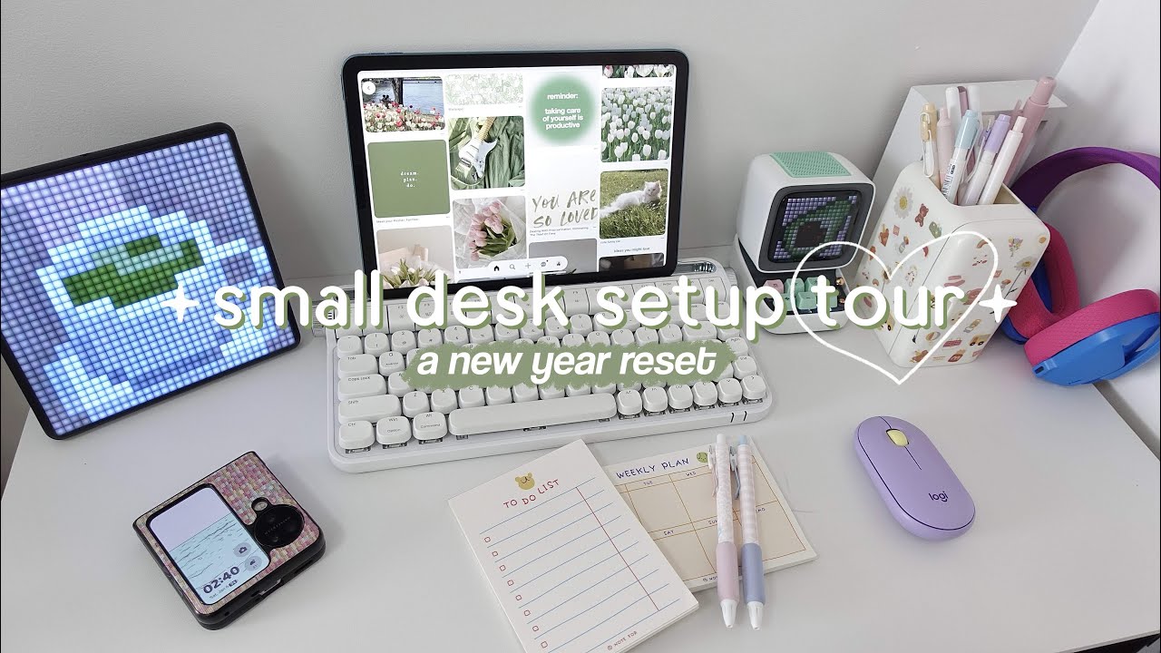 ☁️ aesthetic desk setup tour 2024 💗 (a new year reset!)