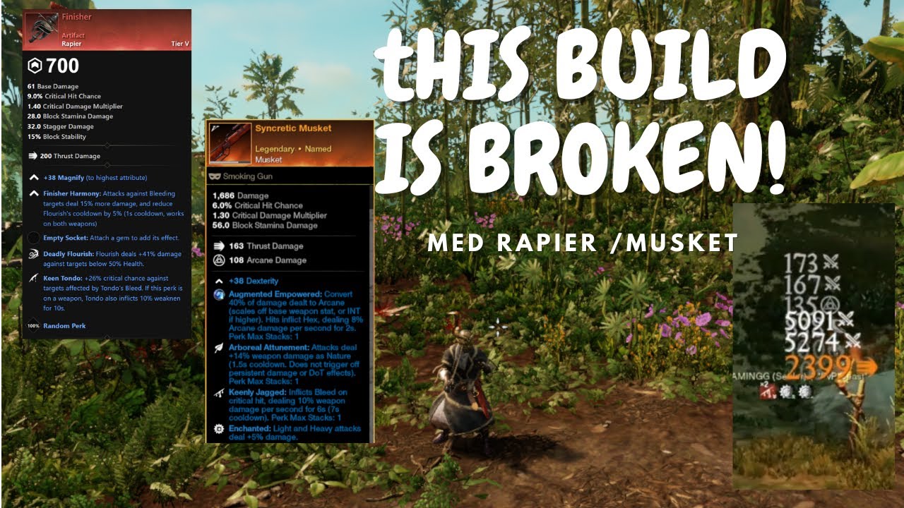 Insane damage! Med musket/ bleed rapier (Finisher Artifact) PVP Build