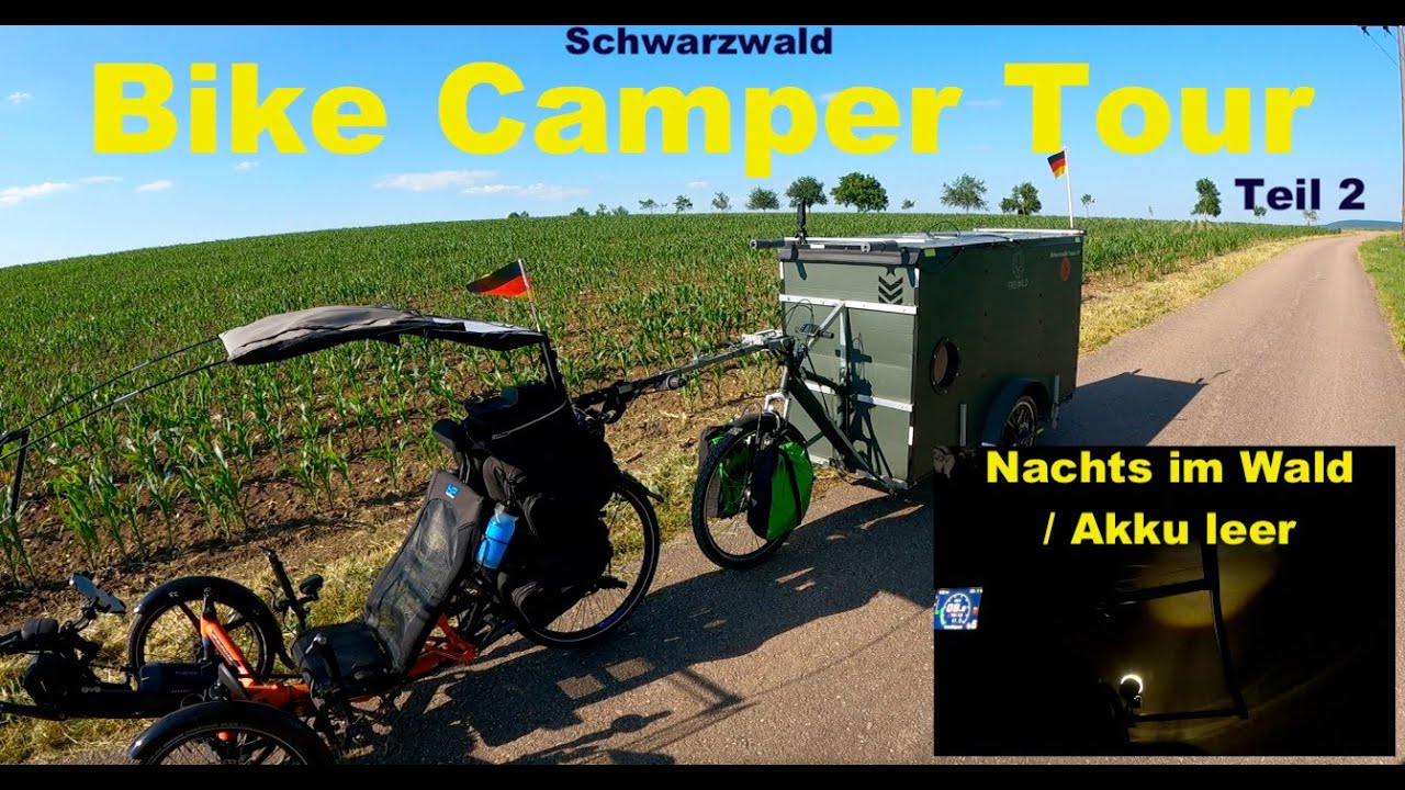Fahrradwohnwagen - Akku platt - Nachts im Schwarzwald / ❗️Bike Caravan Tour
