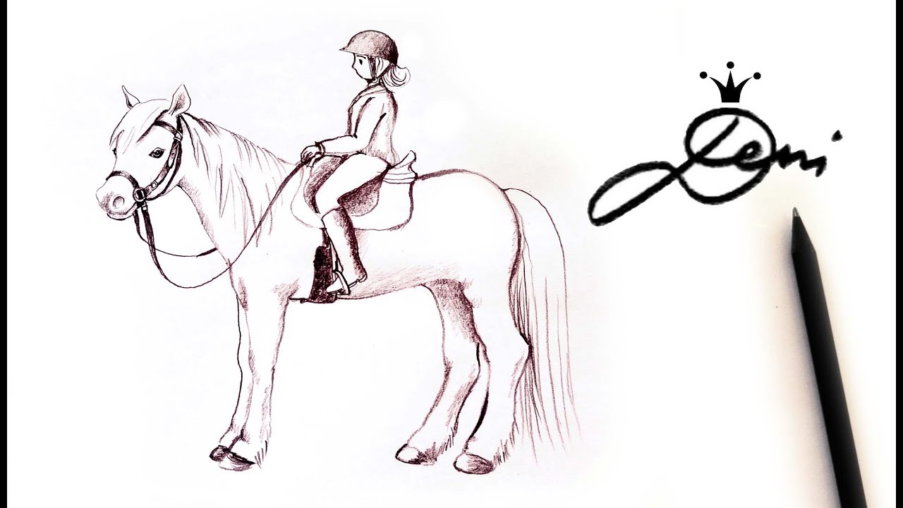 Pferd mit Reiter zeichnen lernen mit Bleistift 🏇 How to Draw a Horse with Rider 🐎 рисува кон с ездач