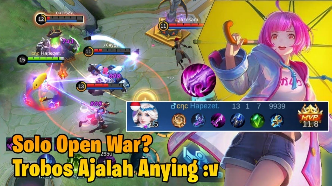 Kagura Rainy Walk Hyper Carry! Solo Open War Langsung Triple Kill Sekali Combo | Mobile Legends