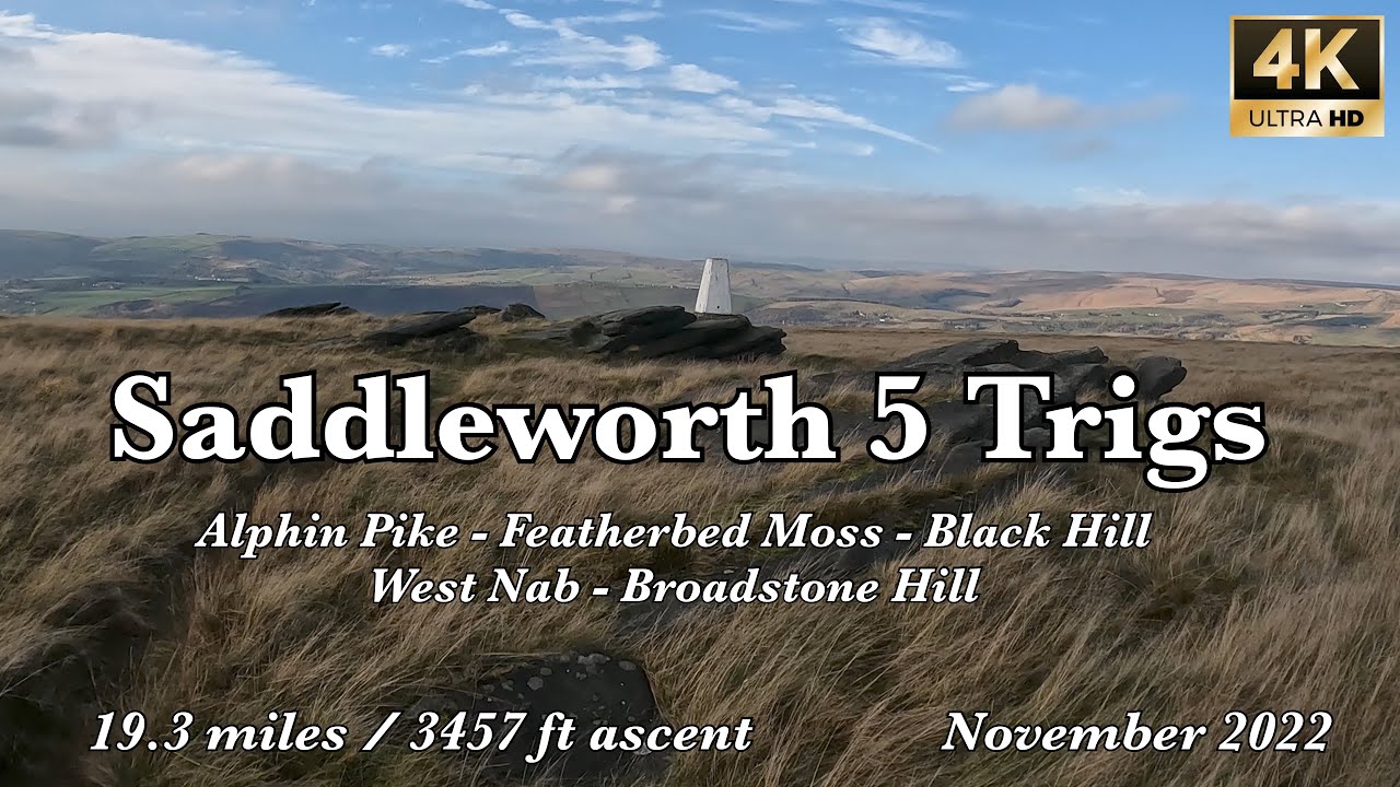 Saddleworth 5 Trigs route | 4K | November 2022