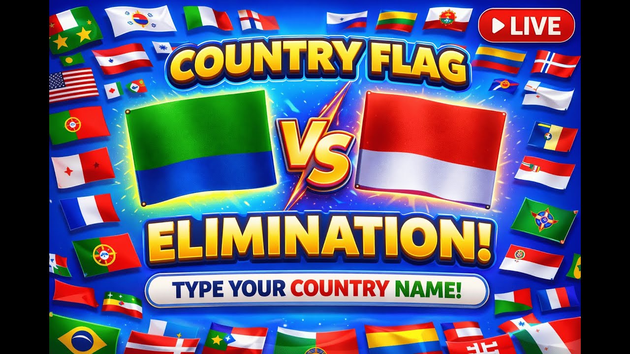 Country Flag Elimination LIVE 🌍 | Type Your Country Flag & Survive the Battle!