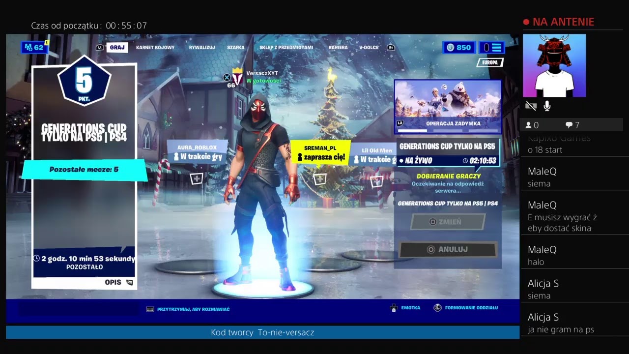 Fortnite-Turniej o skina a potem Customy top model,strefy