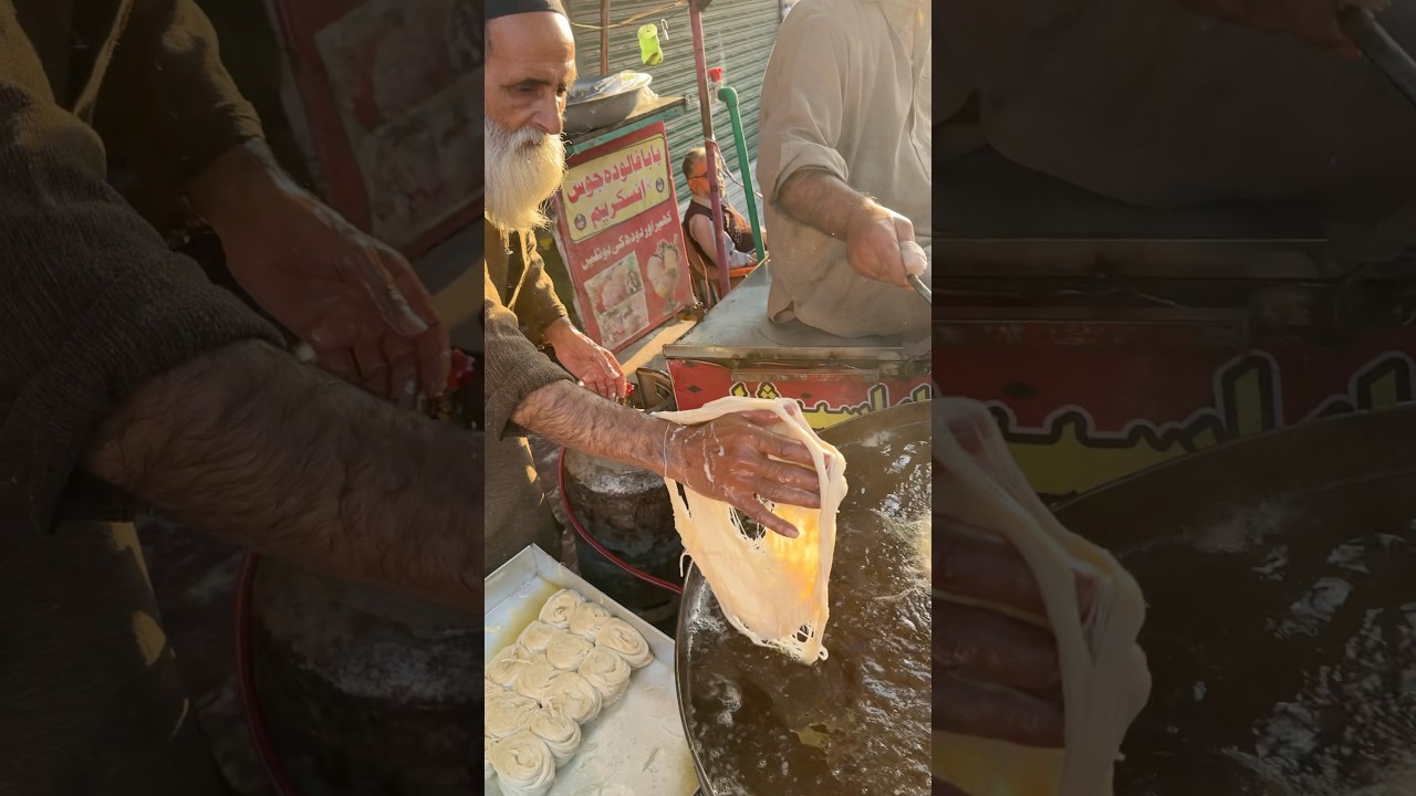Hardworking old man making vermicelli in a unique way 😋 #food #snack #shorts