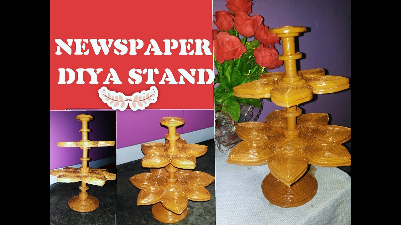 HOW TO MAKE NEWSPAPER DIYA STAND || DIWALI SPECIAL || BEST OUT OF WASTE ||