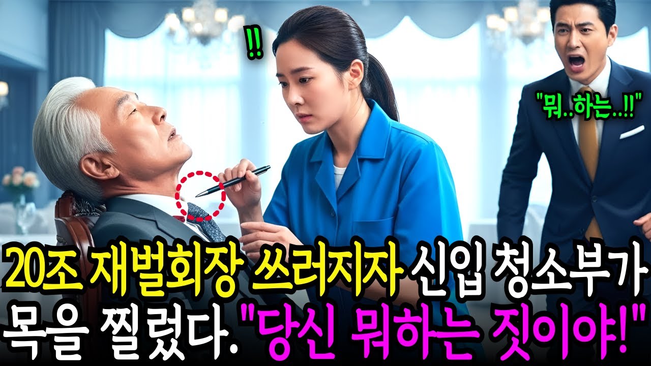 재벌회장 쓰러지자 신입 청소부가 볼펜으로 목을 찔렀다. 