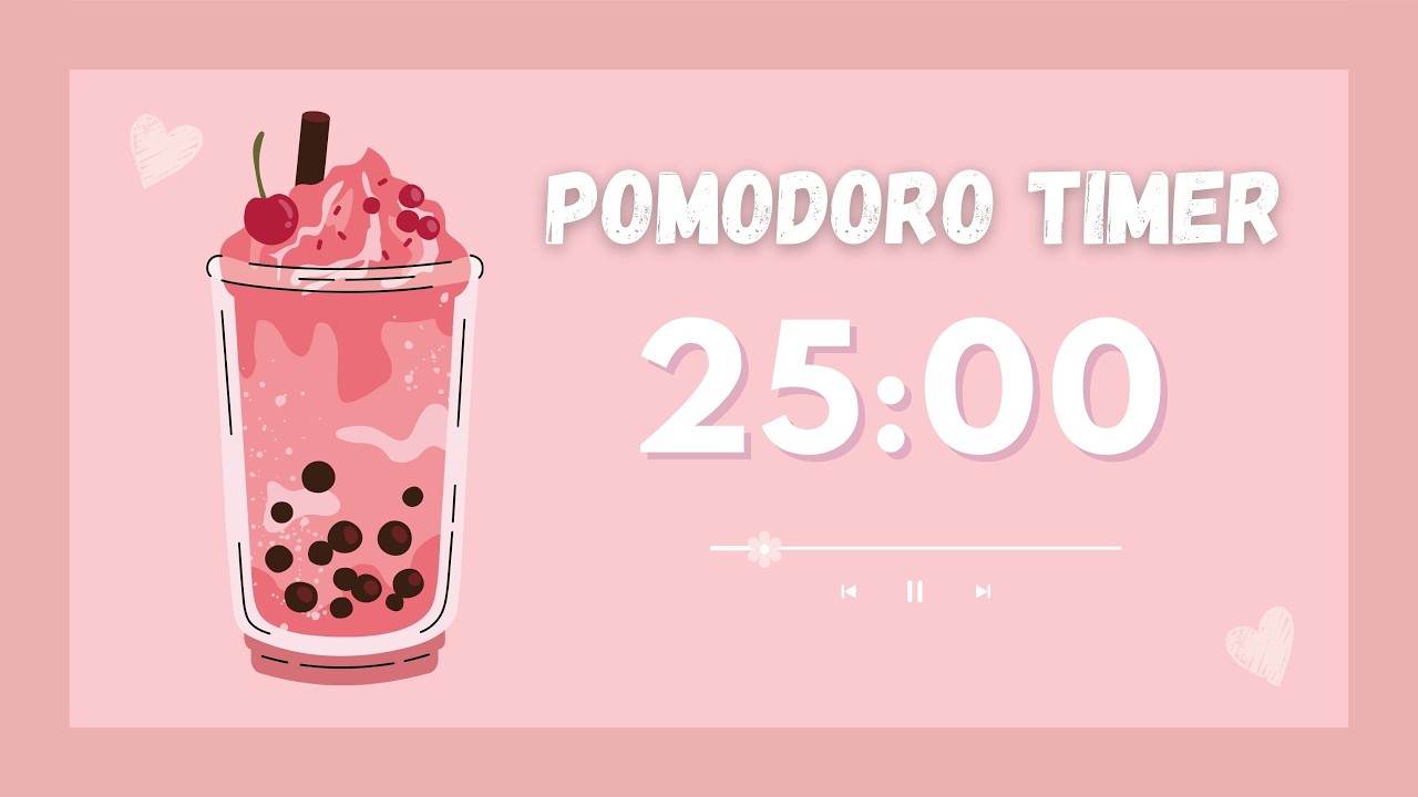 Pomodoro Timer 🍒 4 Sessions Loop (25/5) | No Music Just Focus & Study