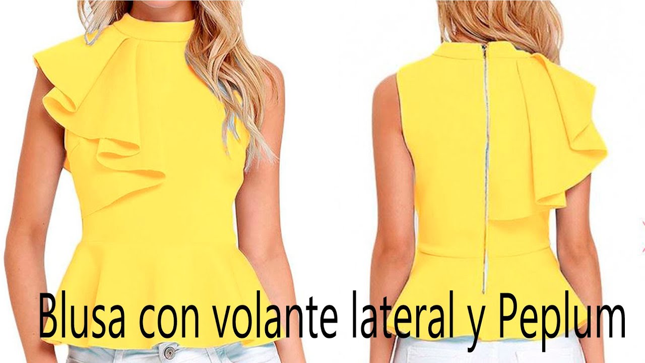 Blusa con volante lateral y peplum. Transformación de patrones.